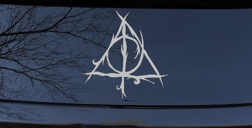 Deathly Hallows Sci Fi Car or Truck Window Decal Sticker (Light Gray)