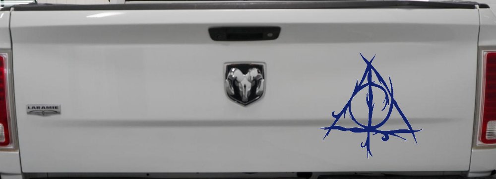 Deathly Hallows Sci Fi Car or Truck Window Vinyl Decal Sticker (Navy)