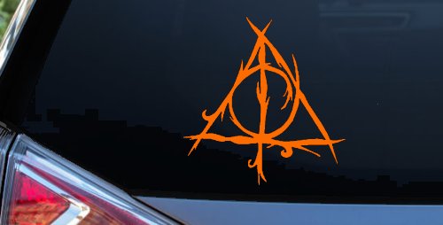 Deathly Hallows Sci Fi Car or Truck Window Decal Sticker (Orange)
