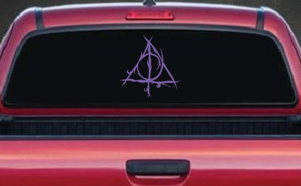 Deathly Hallows Sci Fi Car or Truck Window Vinyl Decal Sticker (Purple)