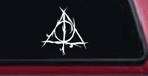 Deathly Hallows Sci Fi Car or Truck Window Decal Sticker (White)