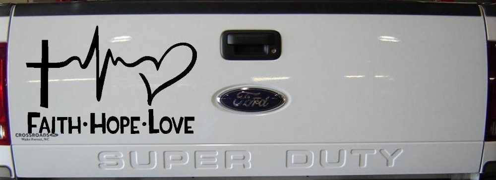 Faith Hope Love Cross and Heart Heartbeat Christian Car or Truck Window Decal Sticker