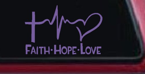 Faith Hope Love Cross and Heart Heartbeat Christian Car or Truck Window Decal Sticker