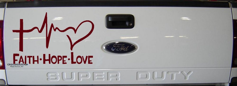 Faith Hope Love Cross and Heart Heartbeat Christian Car or Truck Window Decal Sticker