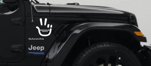 Jeep Wave Peace Sign Off Road Car or Truck Window Decal Sticker (White)