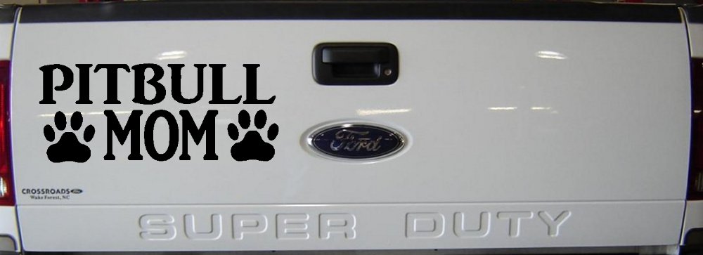Pitbull Mom with Paw Prints Car or Truck Window Decal Sticker