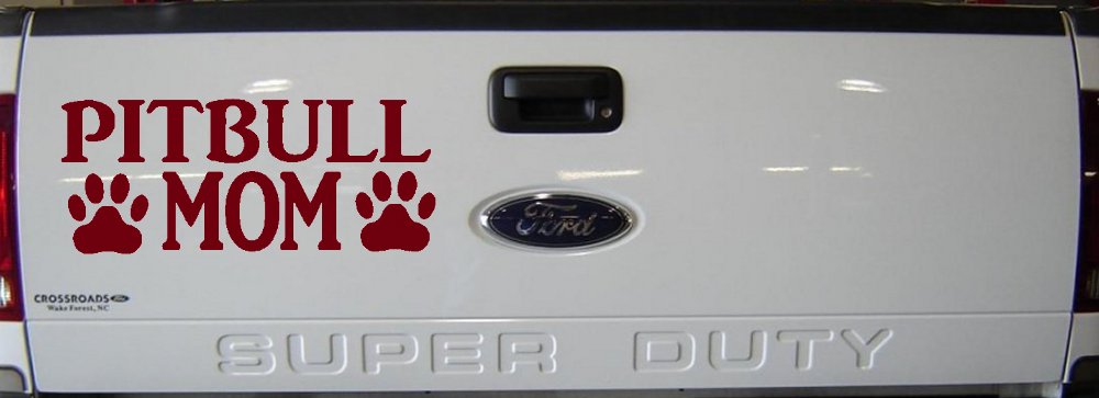 Pitbull Mom with Paw Prints Car or Truck Window Decal Sticker