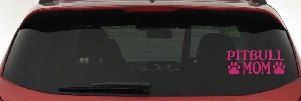 Pitbull Mom with Paw Prints Car or Truck Window Decal Sticker