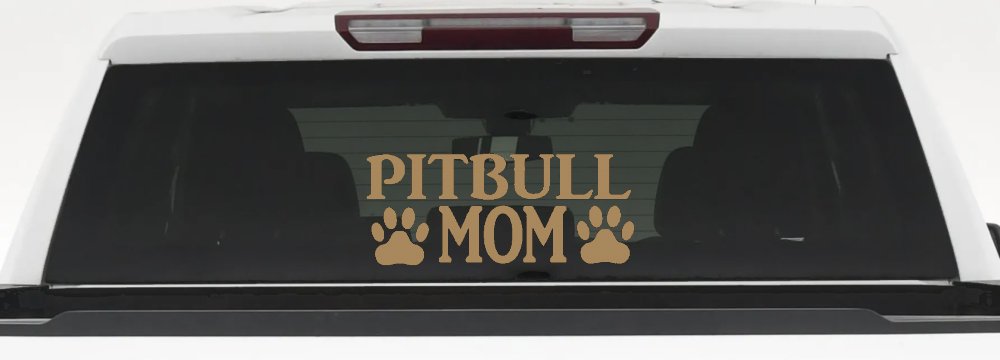 Pitbull Mom with Paw Prints Car or Truck Window Decal Sticker