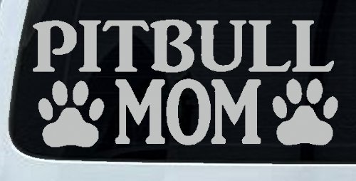 Pitbull Mom with Paw Prints Car or Truck Window Decal Sticker