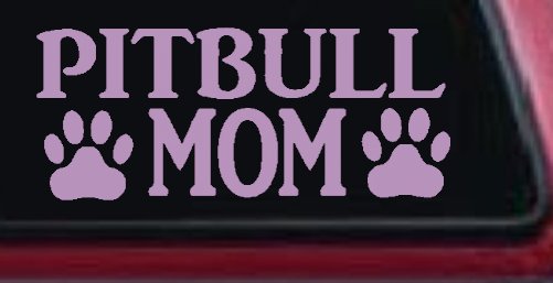 Pitbull Mom with Paw Prints Car or Truck Window Decal Sticker (Lilac)
