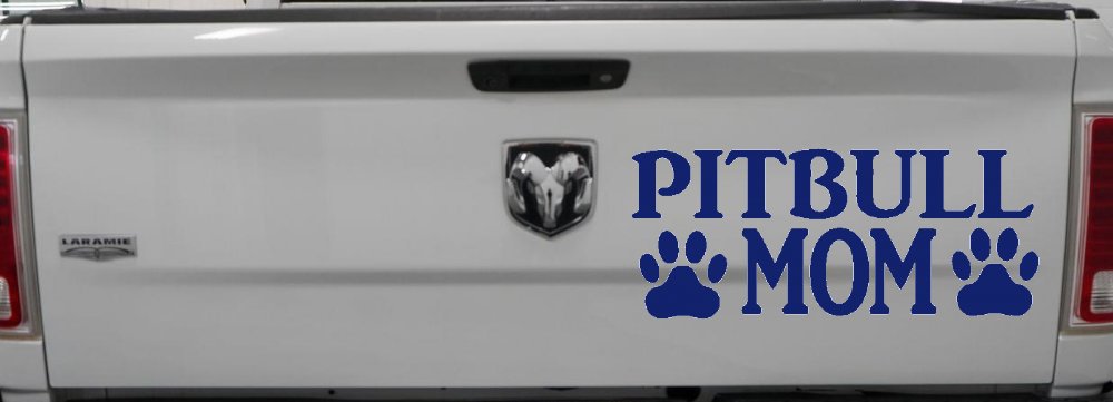 Pitbull Mom with Paw Prints Car or Truck Window Decal Sticker