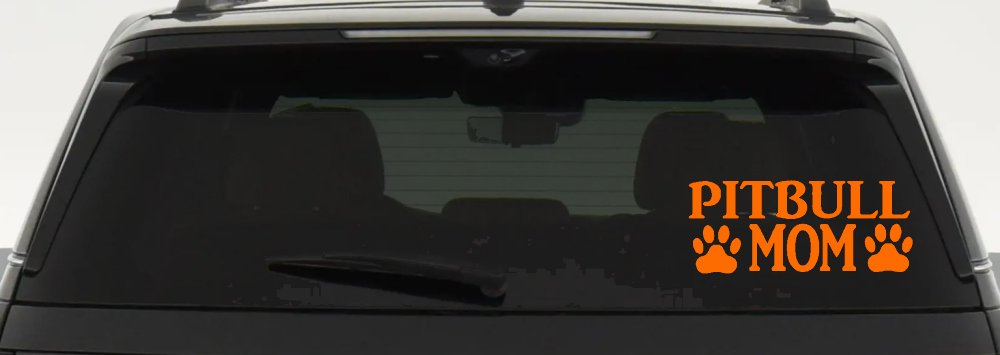 Pitbull Mom with Paw Prints Car or Truck Window Decal Sticker