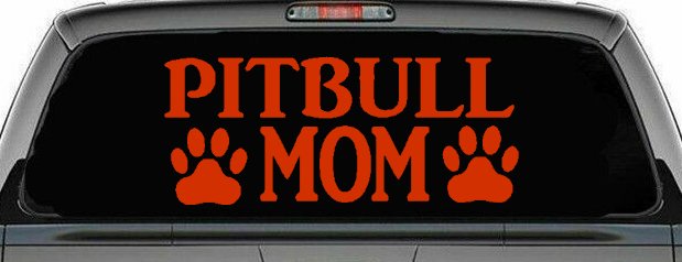 Pitbull Mom with Paw Prints Car or Truck Window Decal Sticker