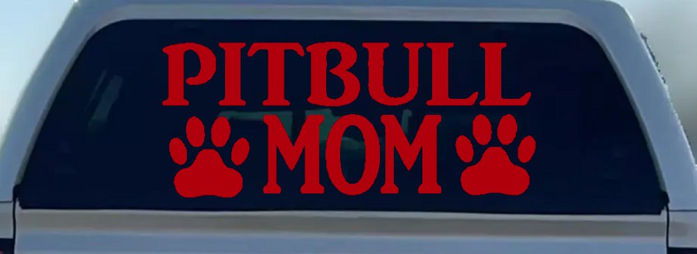 Pitbull Mom with Paw Prints Car or Truck Window Decal Sticker