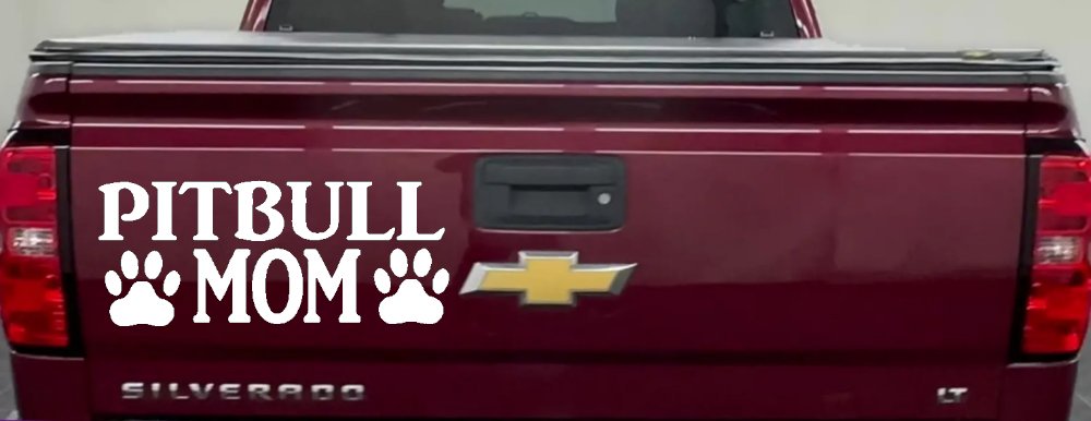 Pitbull Mom with Paw Prints Car or Truck Window Decal Sticker