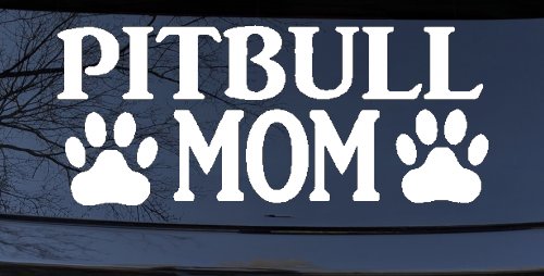 Pitbull Mom with Paw Prints Car or Truck Window Decal Sticker