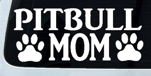 Pitbull Mom with Paw Prints Car or Truck Window Decal Sticker