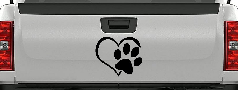 Animal Lover Heart with Cat or Dog Paw Print Car or Truck Window Decal Sticker