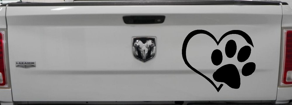 Animal Lover Heart with Cat or Dog Paw Print Car or Truck Window Decal Sticker (Black)