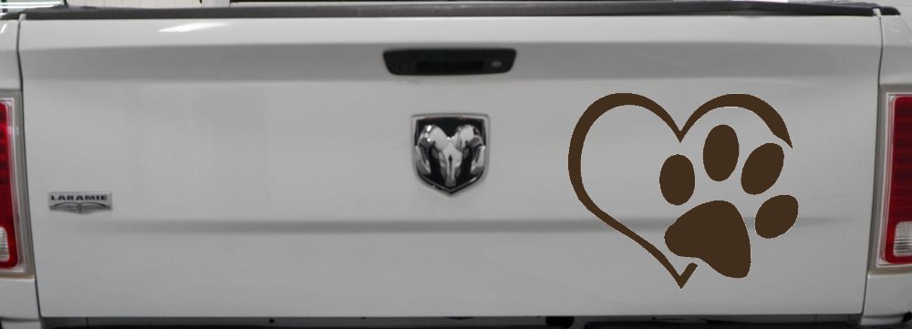 Animal Lover Heart with Cat or Dog Paw Print Car or Truck Window Decal Sticker