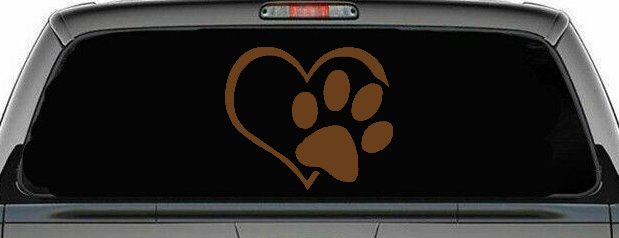 Animal Lover Heart with Cat or Dog Paw Print Car or Truck Window Decal Sticker