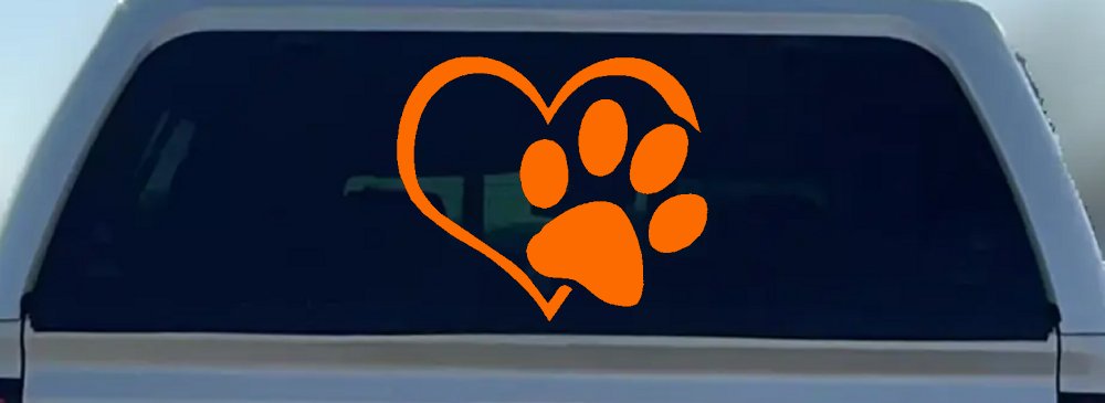 Animal Lover Heart with Cat or Dog Paw Print Car or Truck Window Decal Sticker
