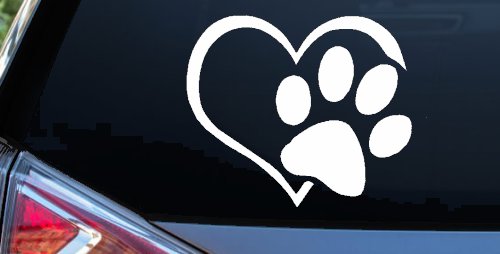 Animal Lover Heart with Cat or Dog Paw Print Car or Truck Window Decal Sticker