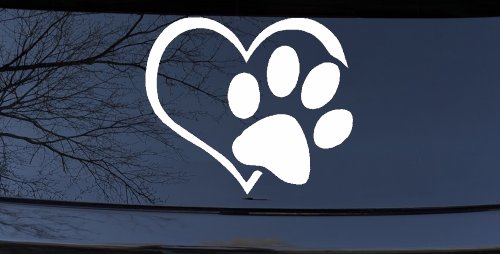 Animal Lover Heart with Cat or Dog Paw Print Car or Truck Window Decal Sticker