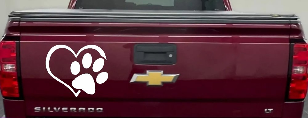 Animal Lover Heart with Cat or Dog Paw Print Car or Truck Window Decal Sticker (White)