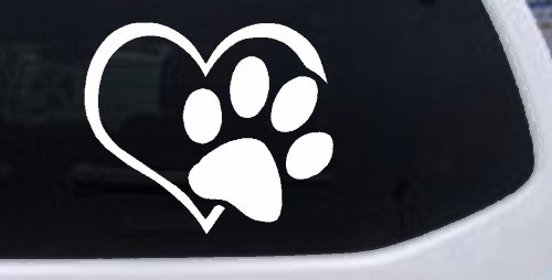 Animal Lover Heart with Cat or Dog Paw Print Car or Truck Window Decal Sticker