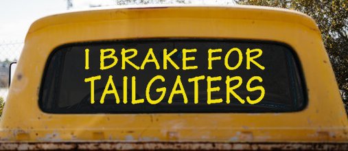 I Brake For Tailgaters Funny Road Rage Funny Car or Truck Window Decal Sticker (Yellow)