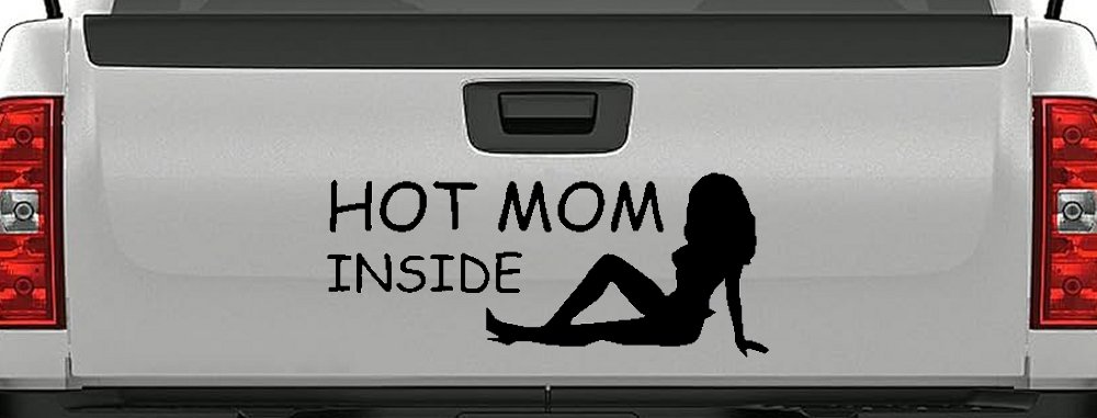 Hot Mom Inside Mother MILF Car or Truck Window Decal Sticker (Matte Black)
