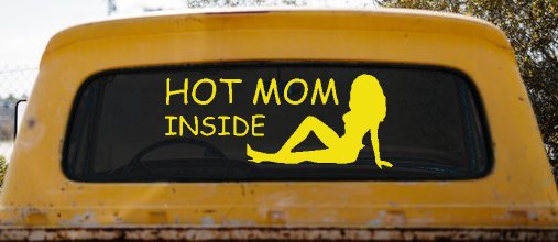 Hot Mom Inside Mother MILF Car or Truck Window Decal Sticker (Yellow)