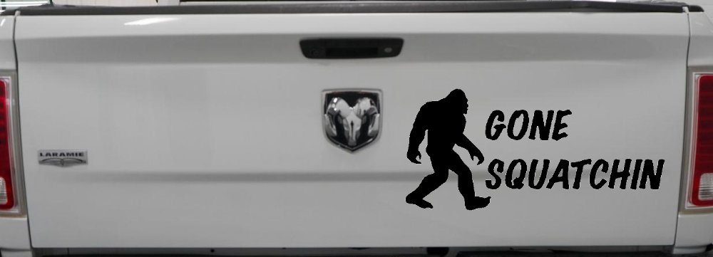 Gone Squatchin Bigfoot Hunting Car or Truck Window Decal Sticker (Black)