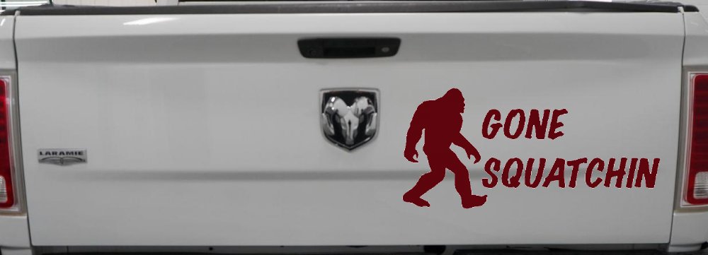 Gone Squatchin Bigfoot Hunting Car or Truck Window Decal Sticker (Purple Red)