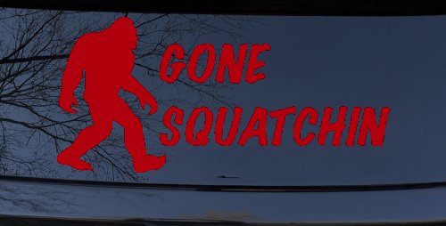 Gone Squatchin Bigfoot Hunting Car or Truck Window Decal Sticker (Red)