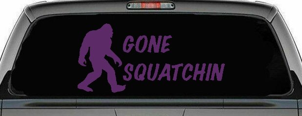 Gone Squatchin Bigfoot Hunting Car or Truck Window Decal Sticker (Violet)