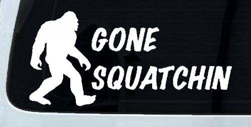 Gone Squatchin Bigfoot Hunting Car or Truck Window Decal Sticker (White)
