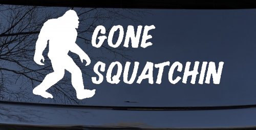 Gone Squatchin Bigfoot Hunting Car or Truck Window Vinyl Decal Sticker (White)