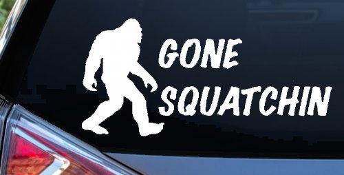 Gone Squatchin Bigfoot Hunting Car or Truck Window Decal Sticker (White)
