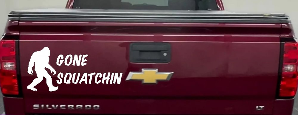 Gone Squatchin Bigfoot Hunting Car or Truck Window Vinyl Decal Sticker (White)