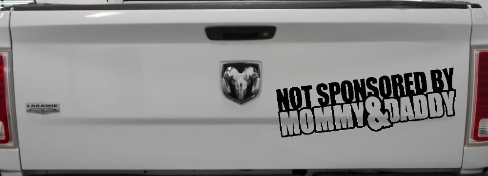 Not Sponsored By Mommy and Daddy Motor Sports Car or Truck Window Decal Sticker