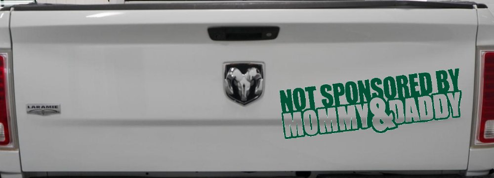 Not Sponsored By Mommy and Daddy Motor Sports Car or Truck Window Decal Sticker