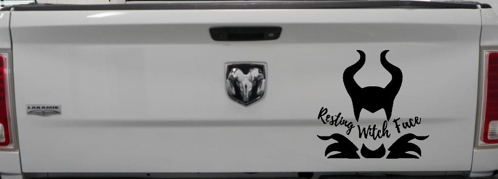 Funny Resting Witch Face Maleficent Car or Truck Window Vinyl Decal Sticker (Black)