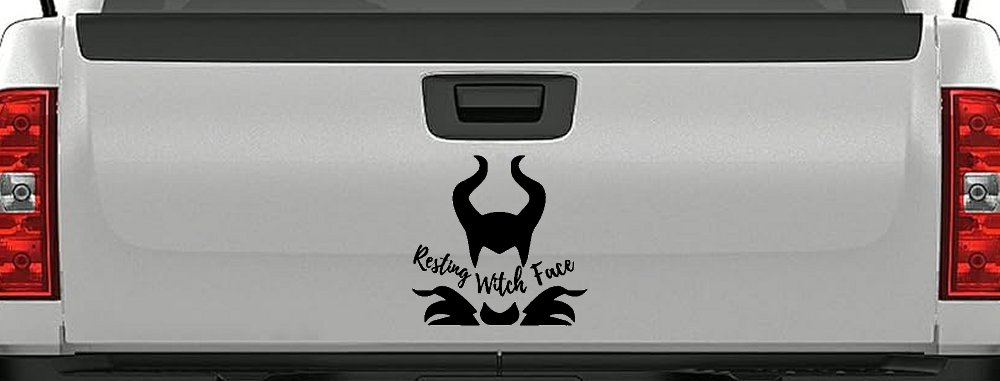 Funny Resting Witch Face Maleficent Car or Truck Window Vinyl Decal Sticker (Black)