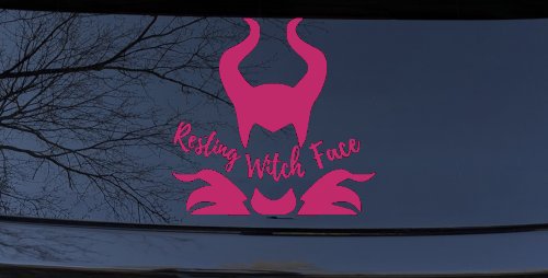 Funny Resting Witch Face Maleficent Car or Truck Window Decal Sticker (Hot Pink)