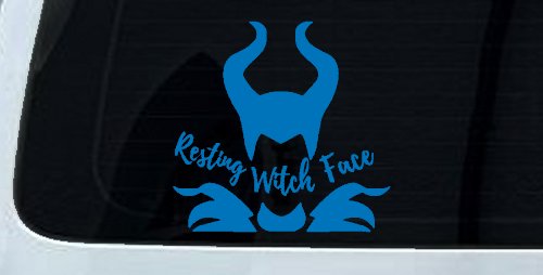 Funny Resting Witch Face Maleficent Car or Truck Window Decal Sticker (Sky Blue)