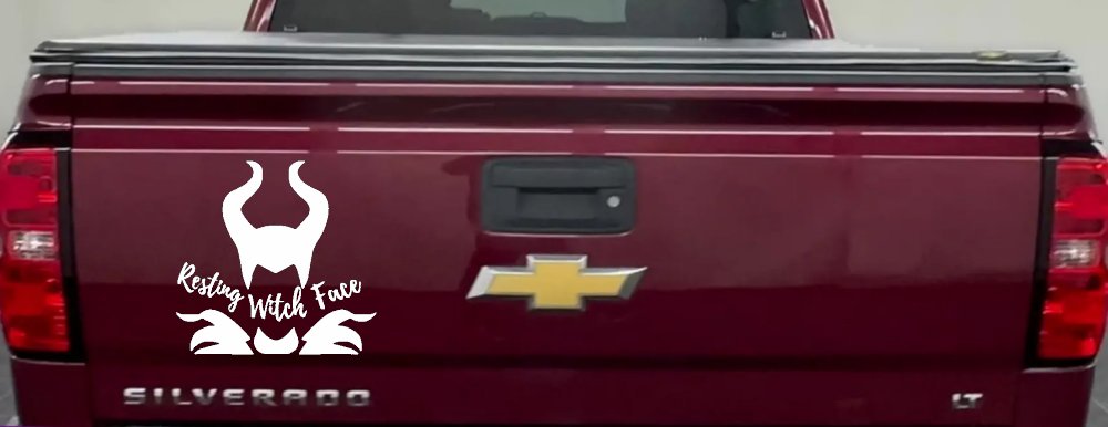 Funny Resting Witch Face Maleficent Car or Truck Window Vinyl Decal Sticker (White)