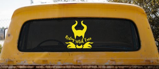 Funny Resting Witch Face Maleficent Car or Truck Window Vinyl Decal Sticker (Yellow)
